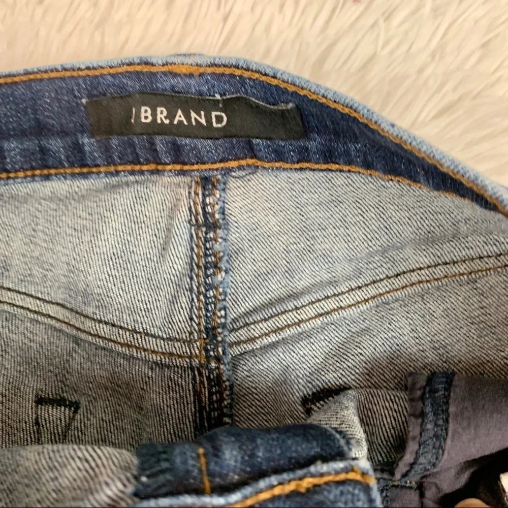 J‎ Brand Ruby high rise skinny crop jeans in Jasper destruct released hem blue